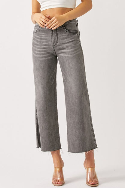 RISEN Raw Hem Cropped Flare Jeans