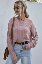 Load image into Gallery viewer, Cable-Knit Dropped Shoulder Cropped Sweater
