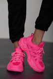 Berness Running Late Chunky Sole Athletic Sneakers in Hot Pink