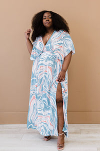 ODDI Down to Earth Full Size Run Marbled Midi Dress