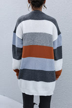 Load image into Gallery viewer, Color Block Long Sleeve Cardigan with Pockets
