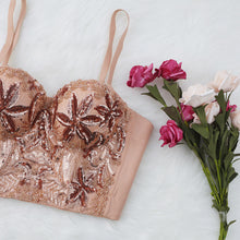 Load image into Gallery viewer, Sequined Floral Bustier with Beads
