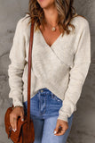 Crisscross Rib-Knit Surplice Sweater