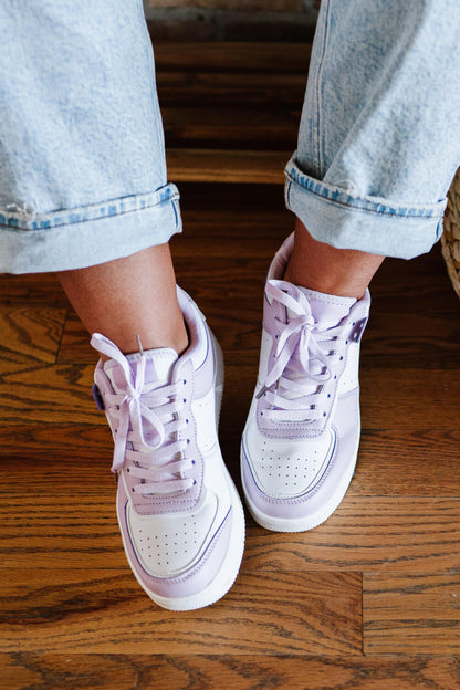 Berness Mile a Minute Platform Sneakers in White and Purple