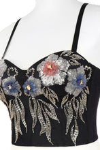 Load image into Gallery viewer, Flower Embellishment Sequined Bustier
