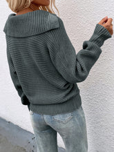 Load image into Gallery viewer, Collared Lantern Sleeve Rib-Knit Sweater
