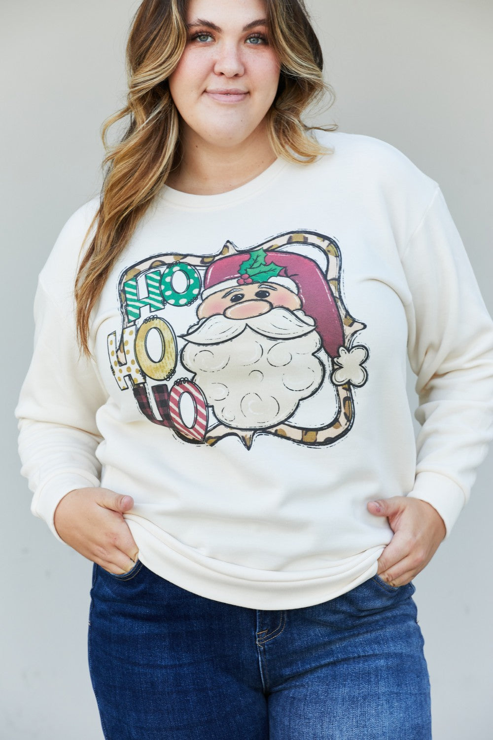 TEES2URDOOR Full Size Mommy and Me Christmas Graphic Dropped Shoulder Sweatshirt