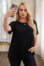 Load image into Gallery viewer, Plus Size Side Slit Round Neck T-Shirt
