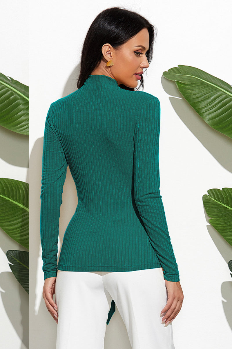 Tie Waist Mock Neck Sweater