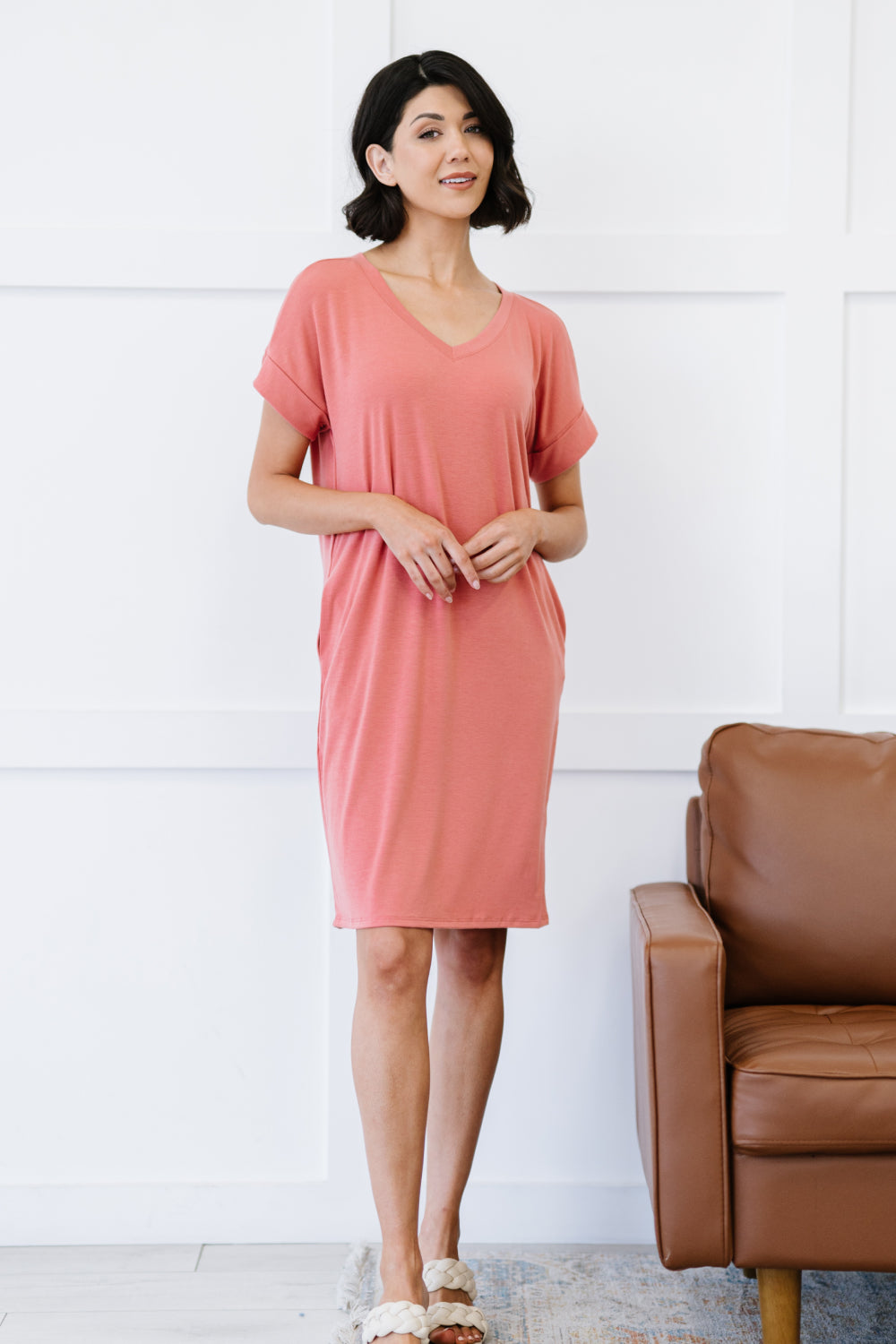 Zenana Natural Beauty Full Size Run T-Shirt Dress with Pockets