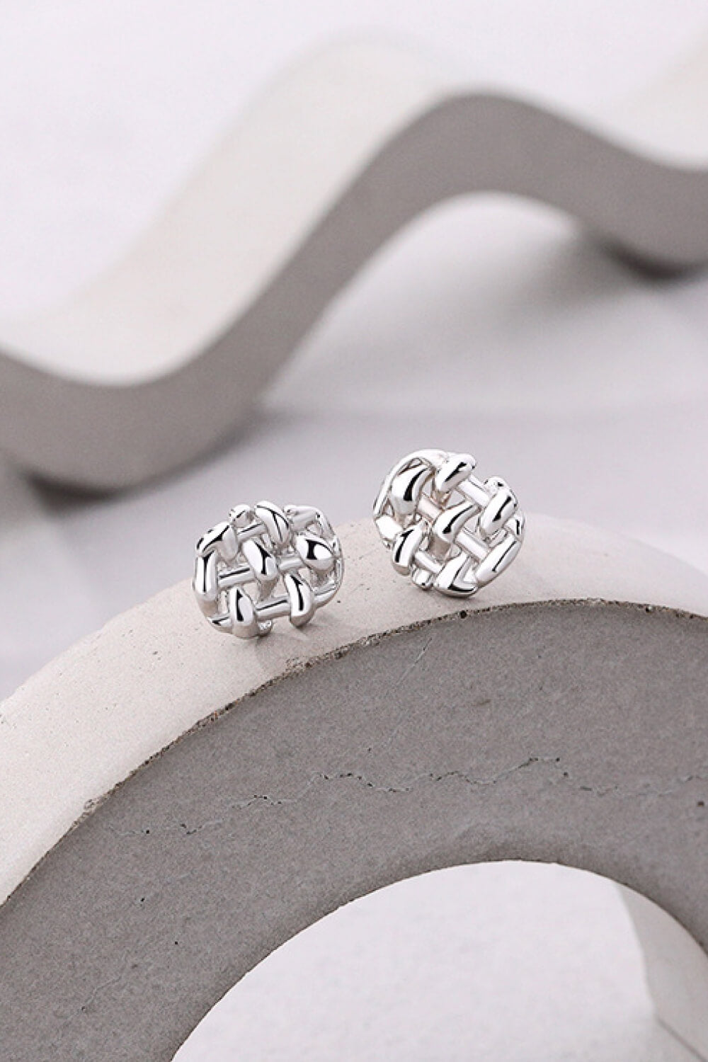 925 Sterling Silver Woven Stud Earrings