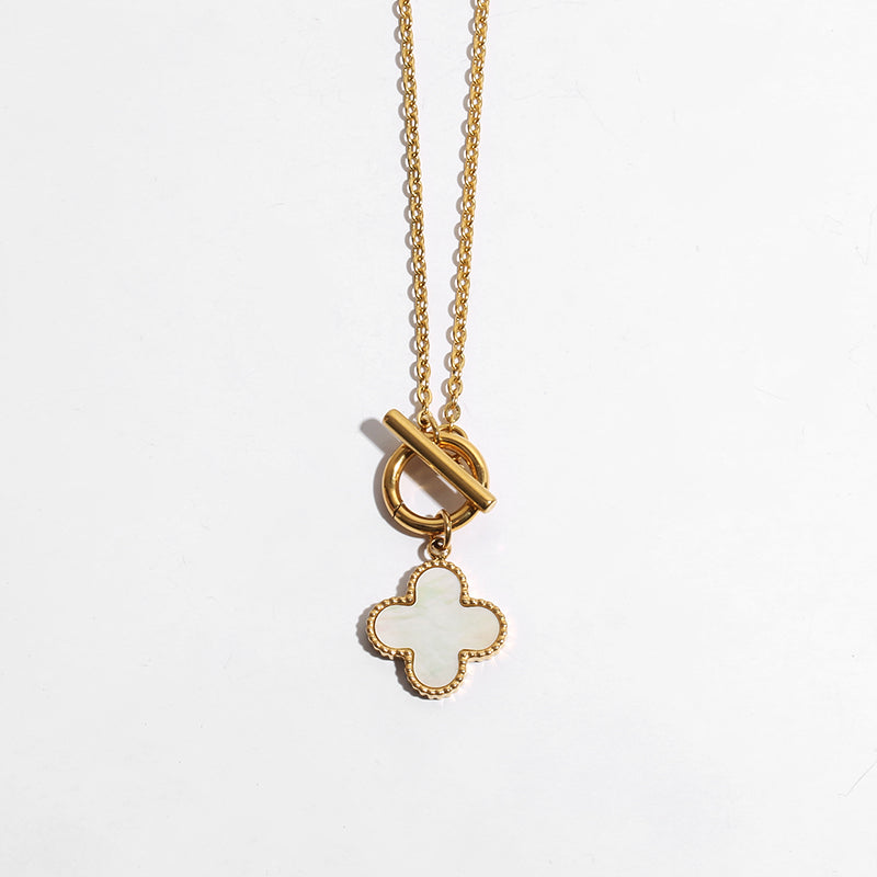 Shell Flower Pendant Chain-Link Necklace