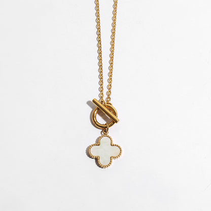 Shell Flower Pendant Chain-Link Necklace