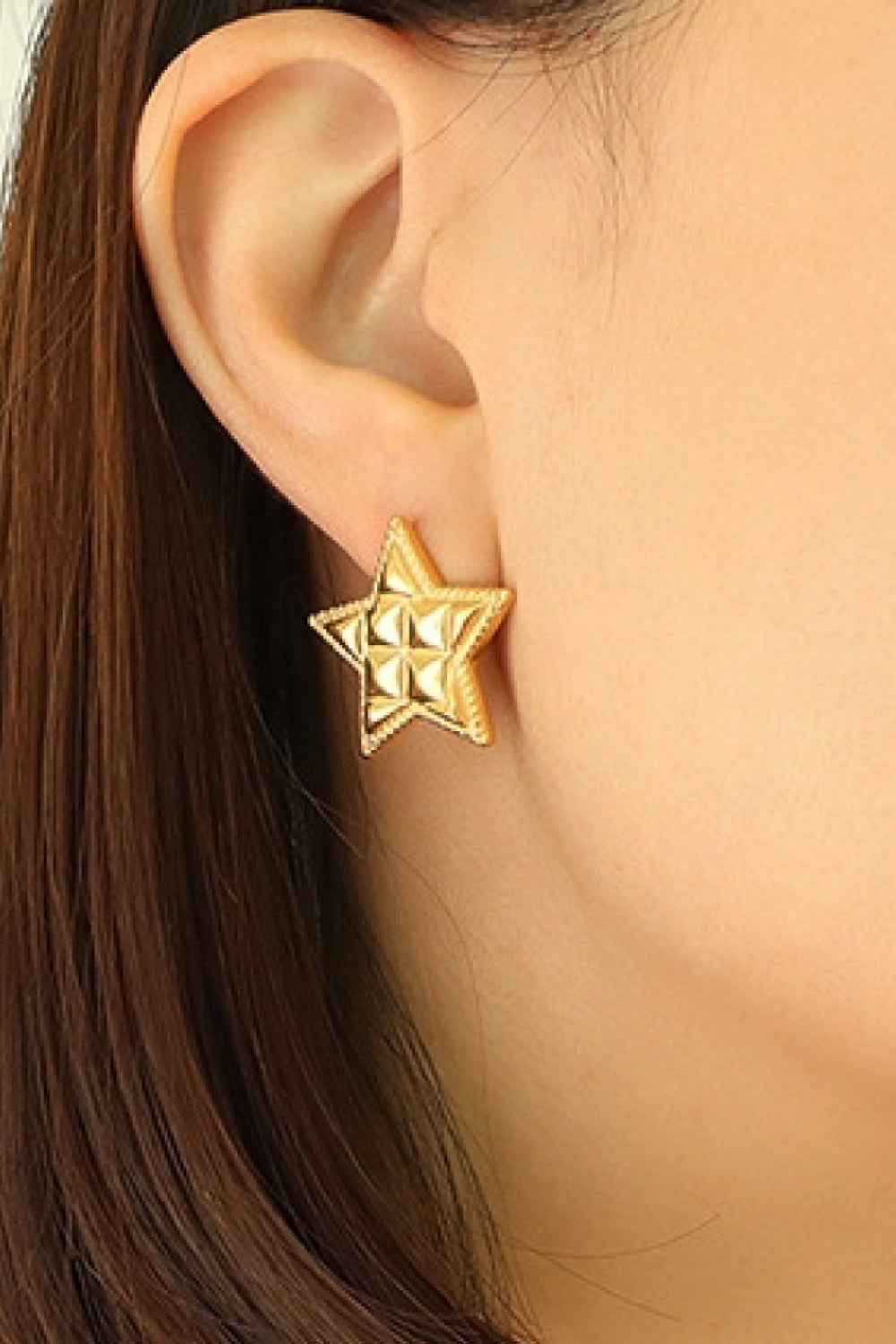 Textured Star Stud Earrings