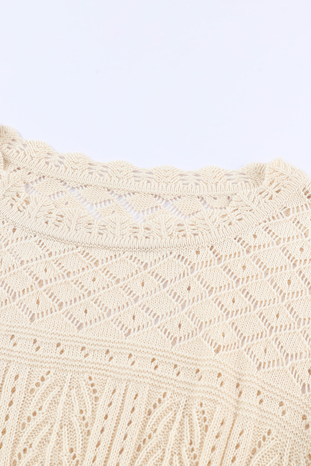 Openwork Scalloped Trim Knit Top