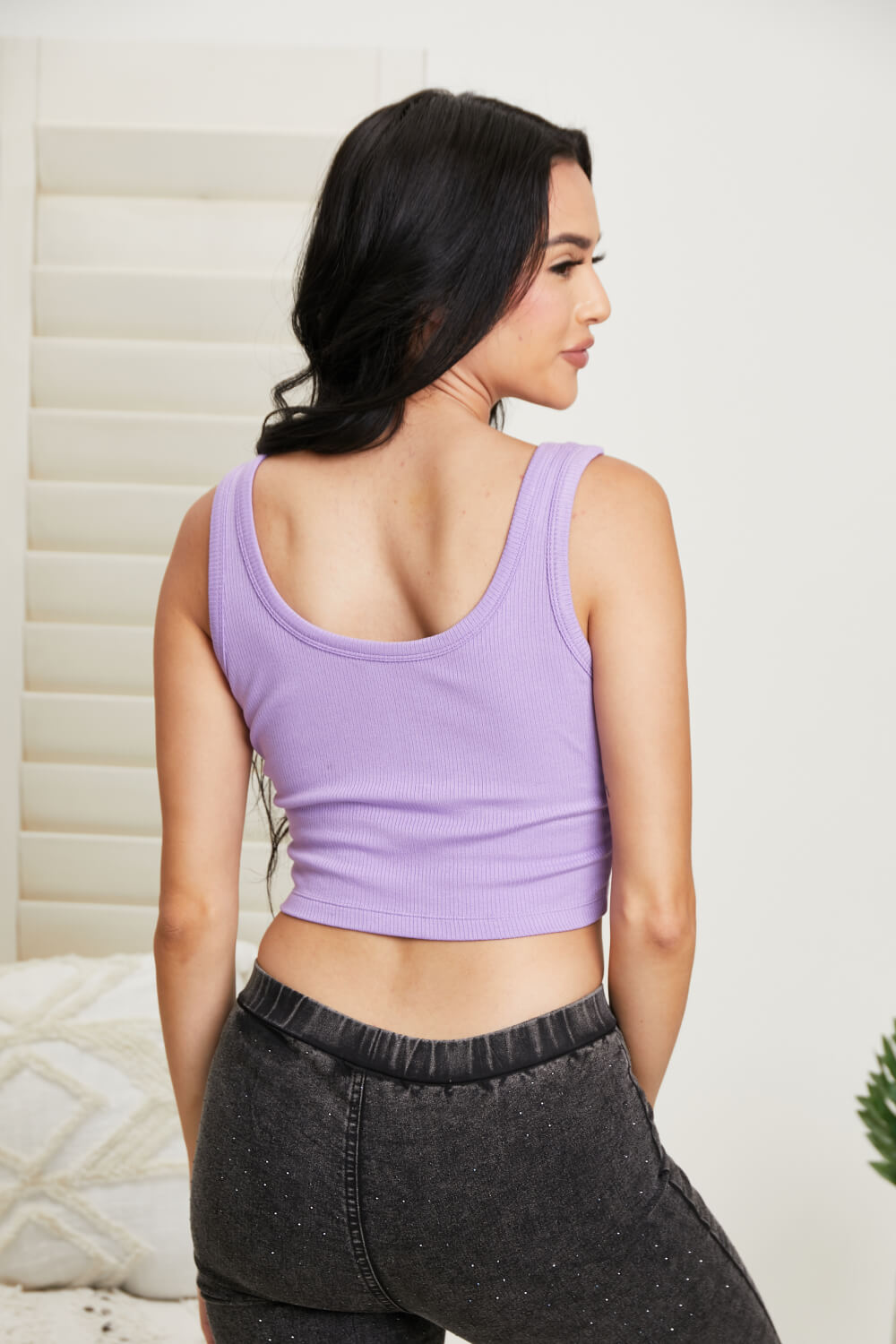 White Birch Take Me With Full Size Longline Bralette with Removable Pads in Grape