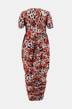 Load image into Gallery viewer, Plus Size Leopard Print Pleated Detail Midi Dress
