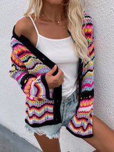 Load image into Gallery viewer, Chevron Stripes Openwork Cardigan
