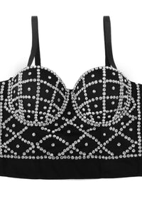 Rhinestone Spaghetti Strap Bustier