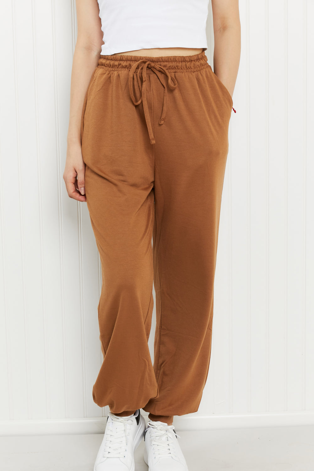 Zenana Full Size Drawstring Waist Joggers with Pockets