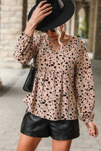 Load image into Gallery viewer, Leopard Print Balloon Sleeve Babydoll Blouse
