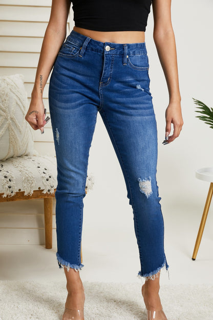 YMI Jeanswear Irene Frayed Cropped Jeans