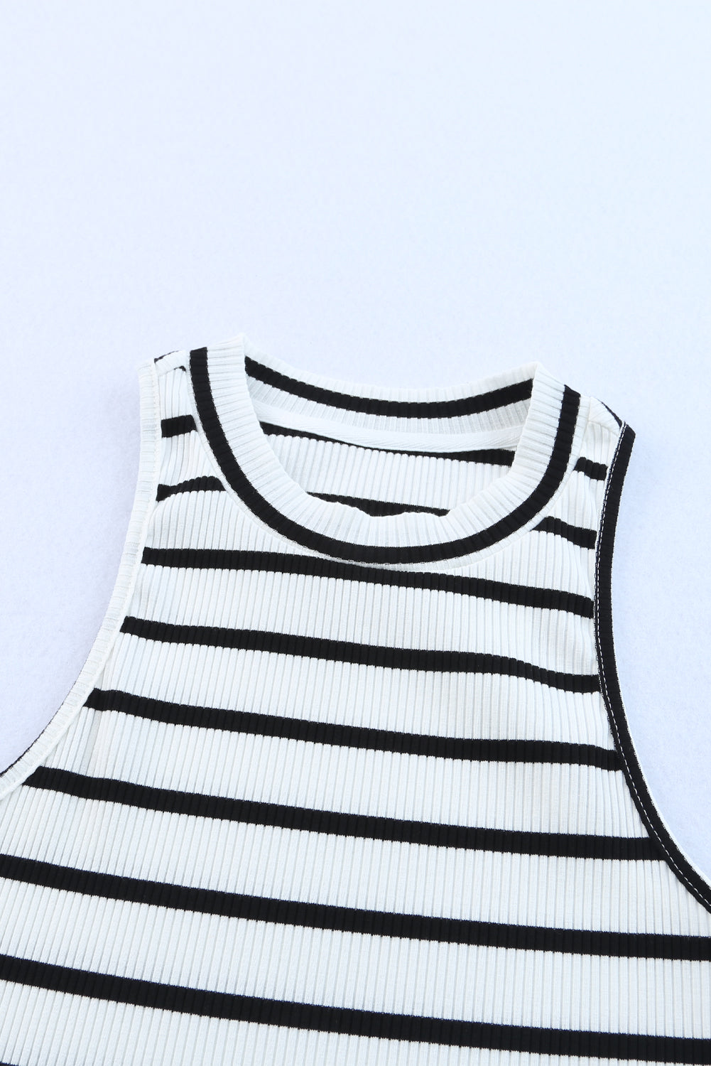 Striped Ribbed Round Neck Tank