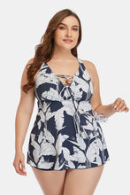 Load image into Gallery viewer, Plus Size Botanical Print Lace-Up Two-Piece Swim Set
