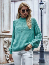 Load image into Gallery viewer, Openwork Chunky Knit Lantern Sleeve Sweater
