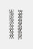 Decorative Rhinestone Chain Drop Earrings in Silver