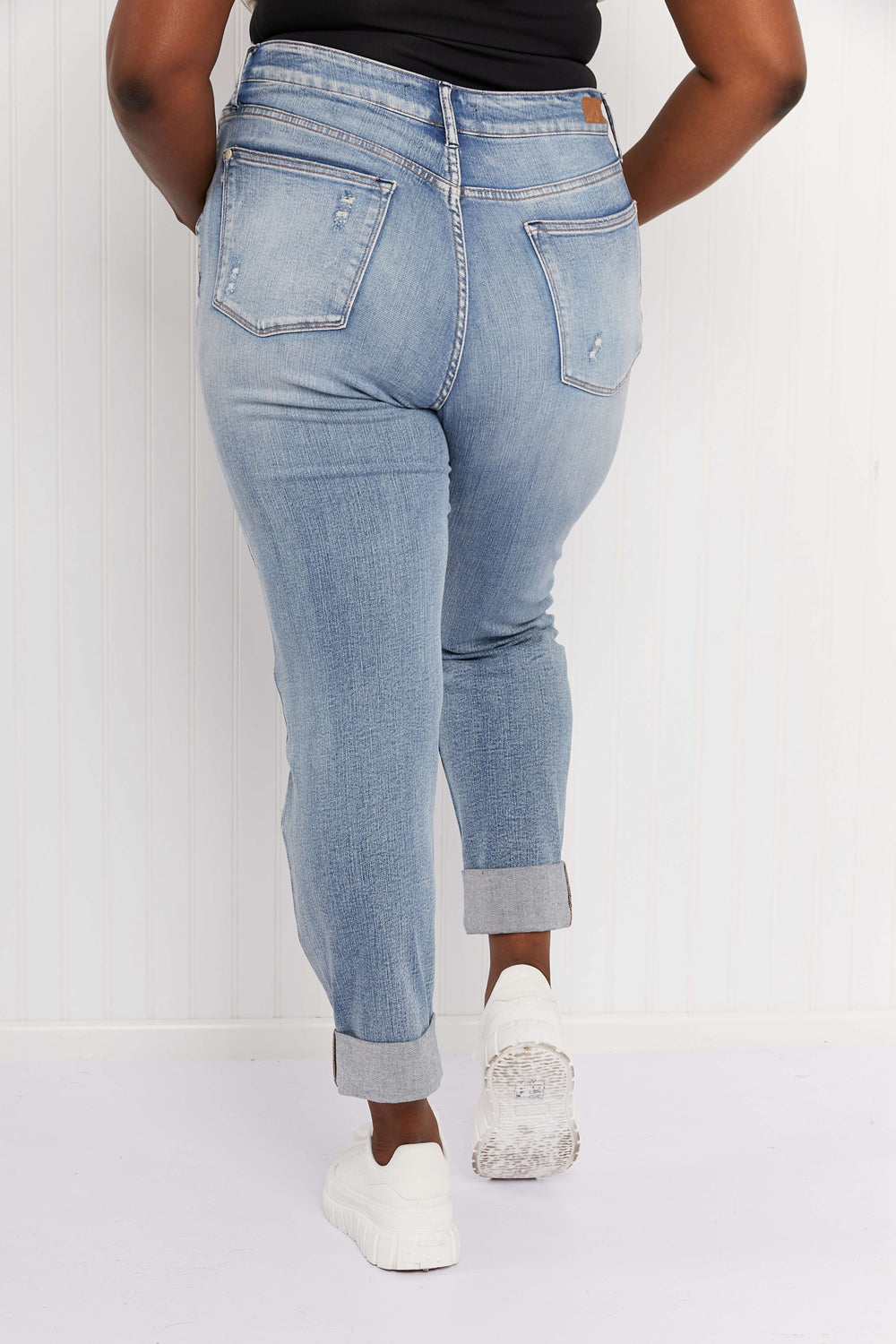 Judy Blue Fiona Full Size Double Cuffed Boyfriend Jeans