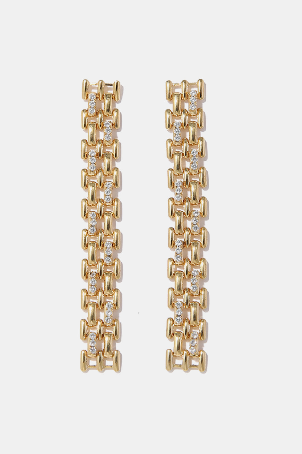 Decorative Rhinestone Chain Drop Earrings in Gold