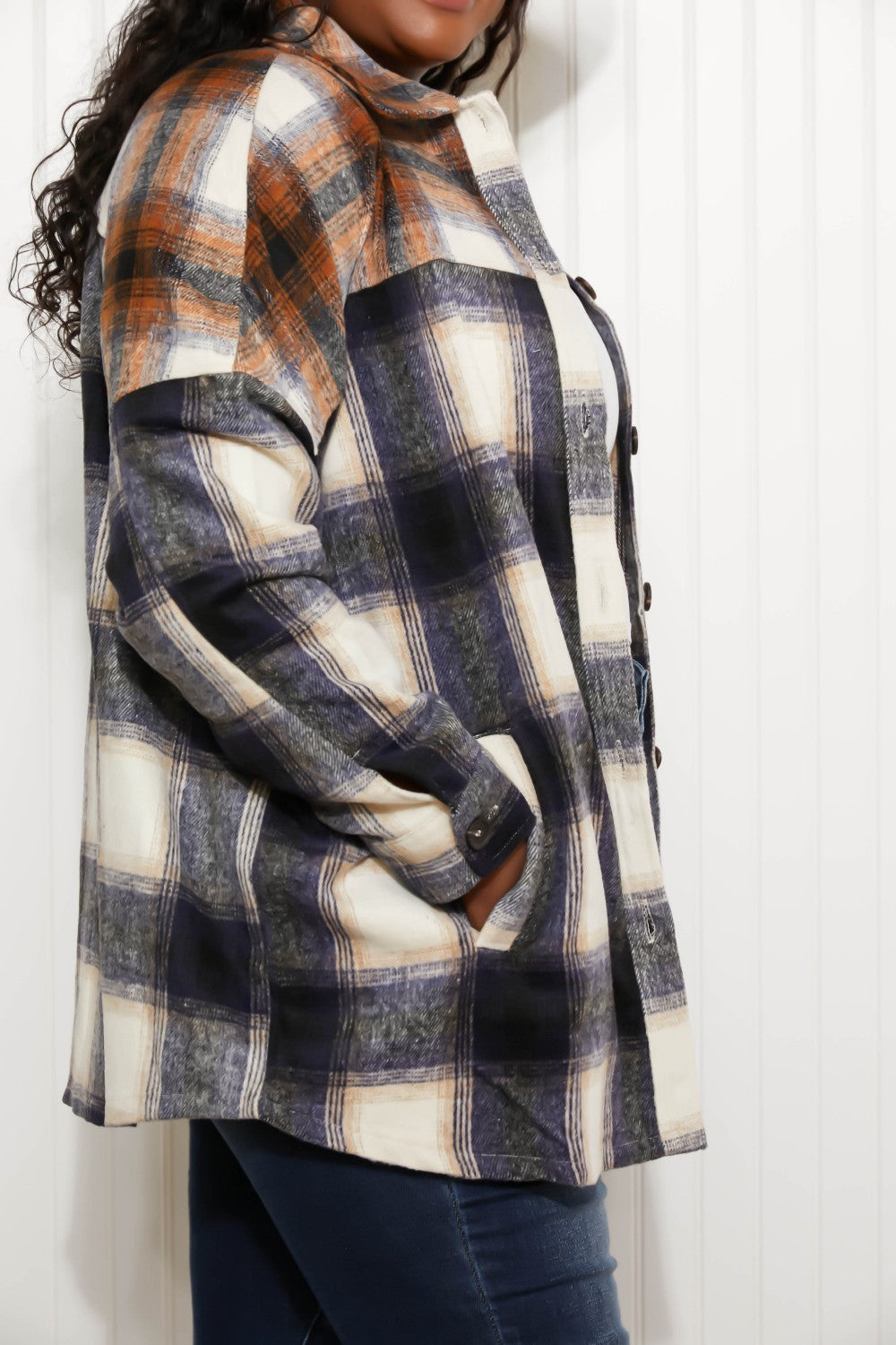 Zenana Colors of Autumn Full Size Plaid Shacket