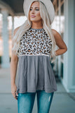 Leopard Spliced Ruched Tank Top