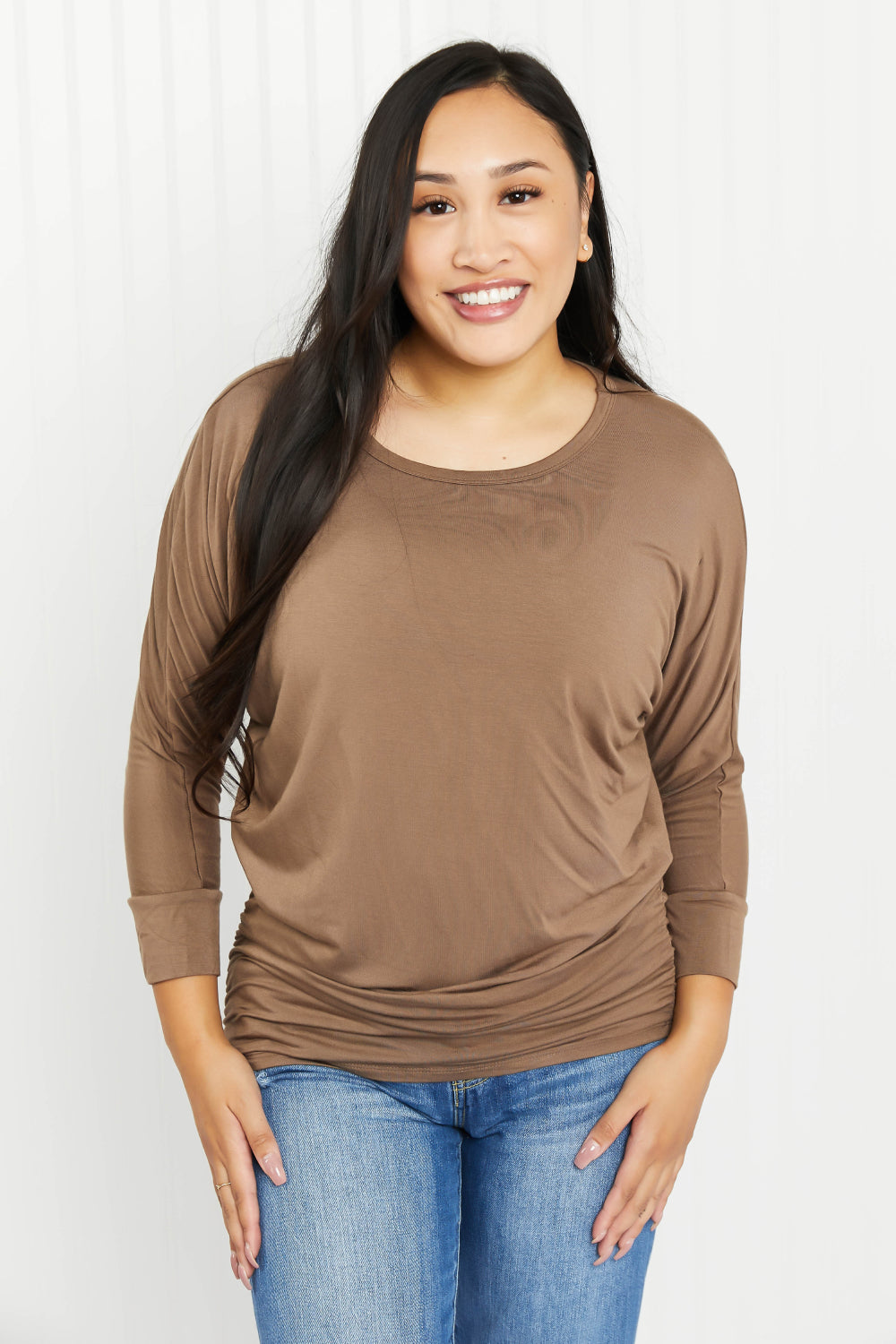 Zenana Something More Full Size Three-Quarter Dolman Sleeve Top