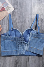 Load image into Gallery viewer, Rhinestone Denim Bustier
