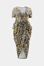 Load image into Gallery viewer, Plus Size Leopard Print Pleated Detail Midi Dress
