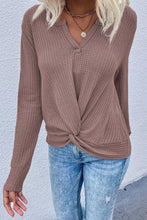 Load image into Gallery viewer, Twist Front Long Sleeve Waffle Knit Top
