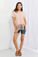 Load image into Gallery viewer, BiBi Empowering Expression Mineral Wash Fringe Hem Tee
