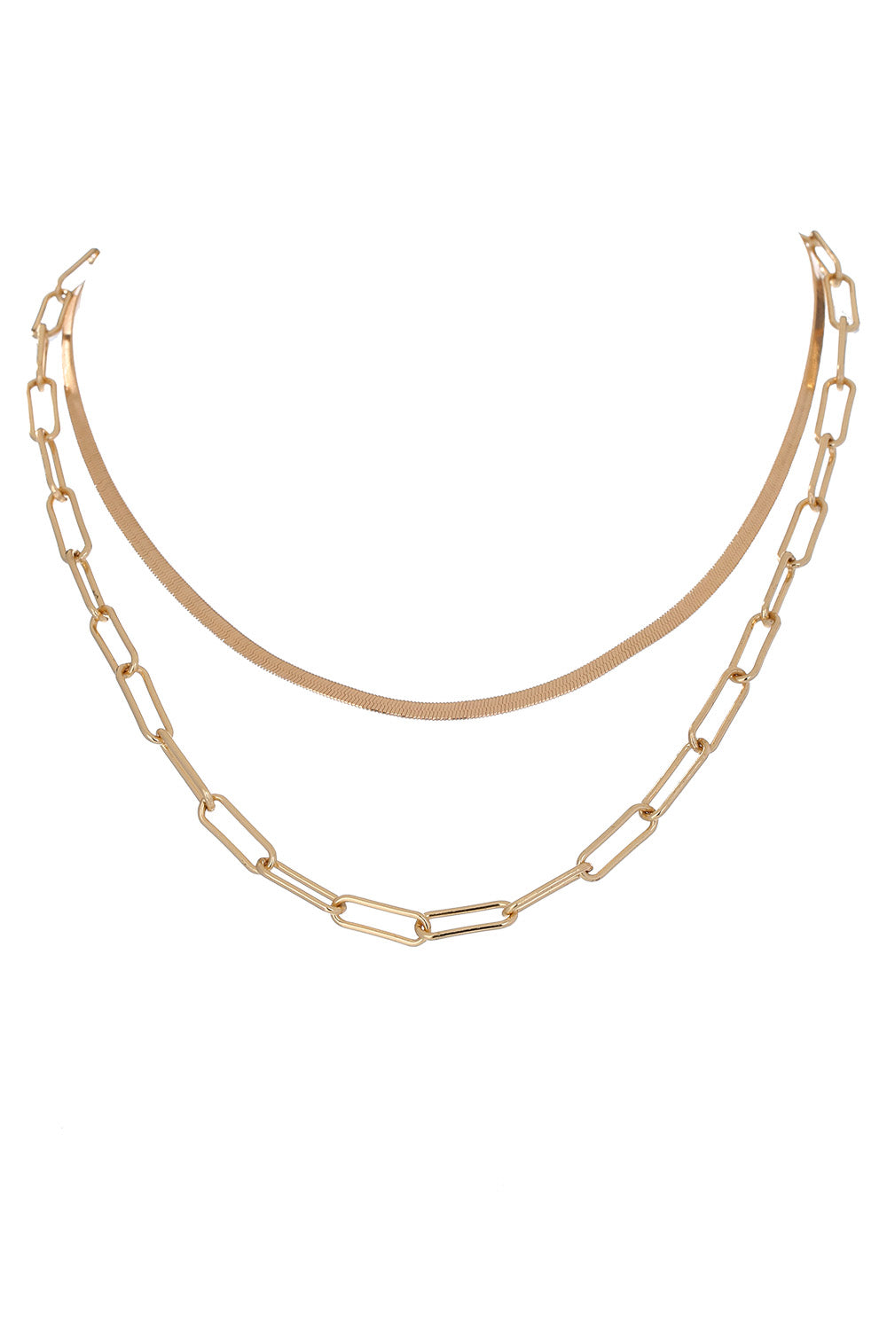 Snake Chain and Cable Chain Double-Layered Necklace