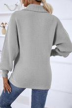 Load image into Gallery viewer, Horizontal-Ribbing Balloon Sleeve Collared Pullover
