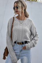 Load image into Gallery viewer, Cable-Knit Dropped Shoulder Cropped Sweater
