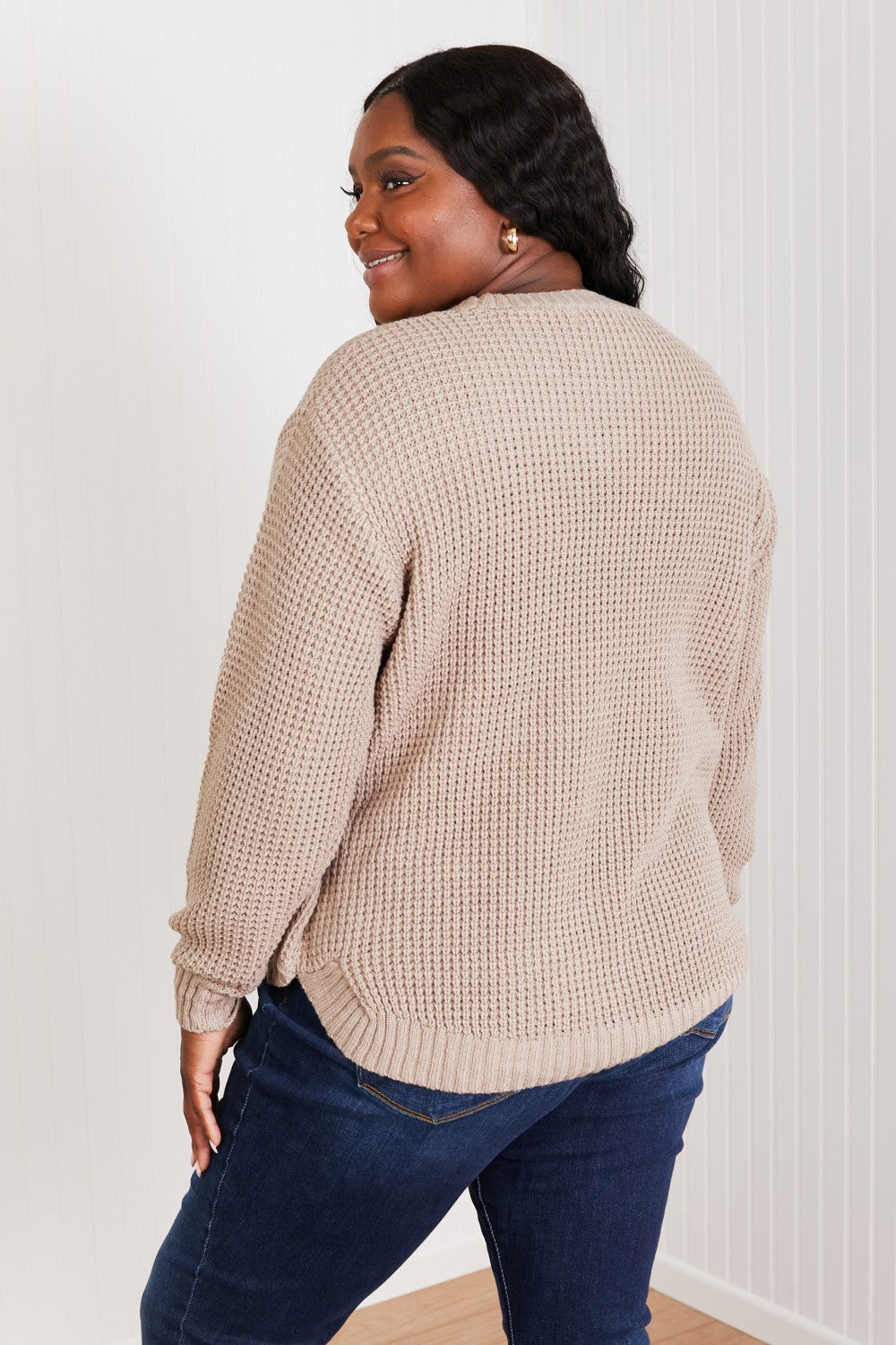 Zenana Autumn is Calling Full Size Waffle Knit Sweater