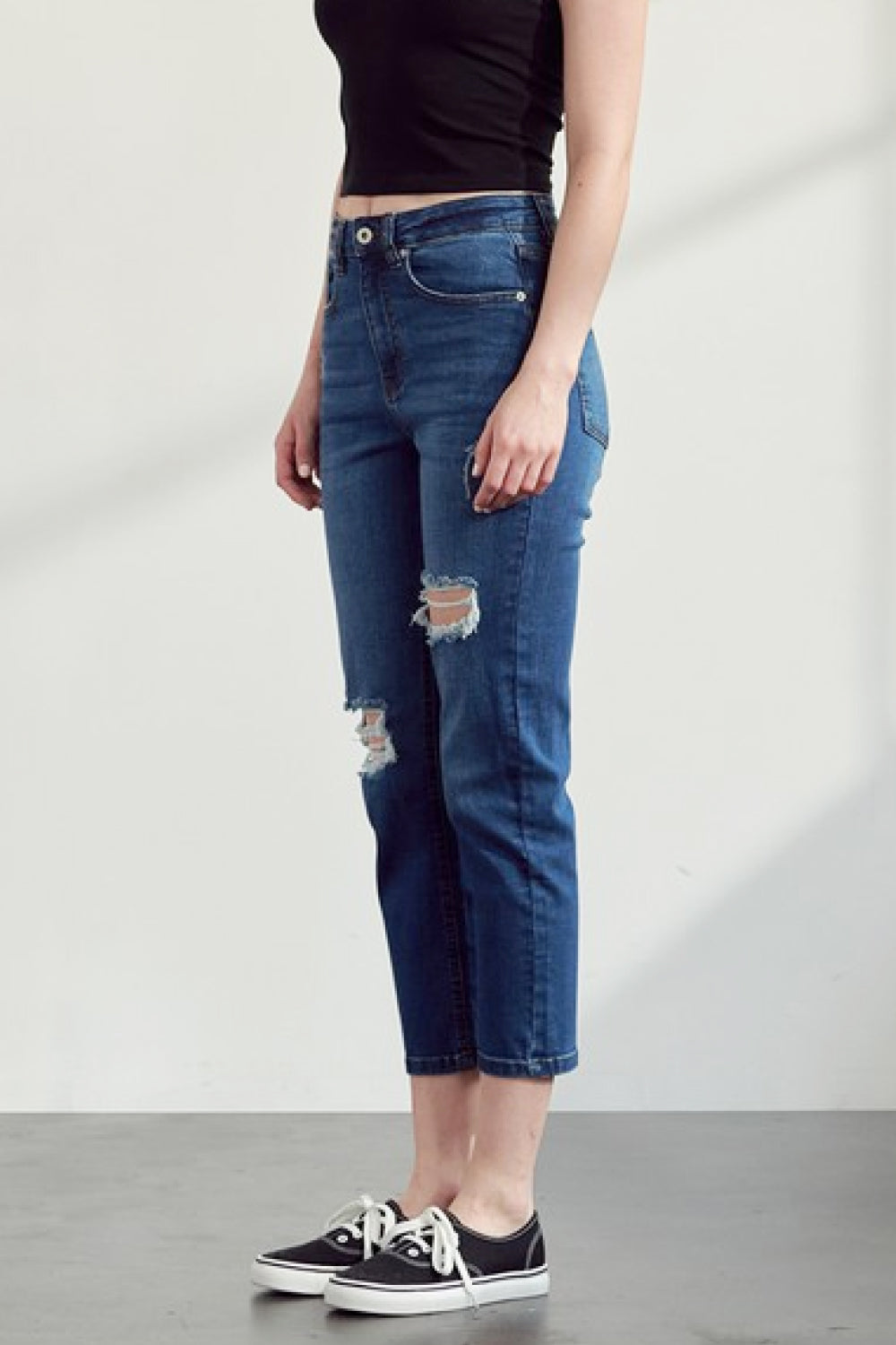 Muselooks High-Rise Distressed Cropped Jeans