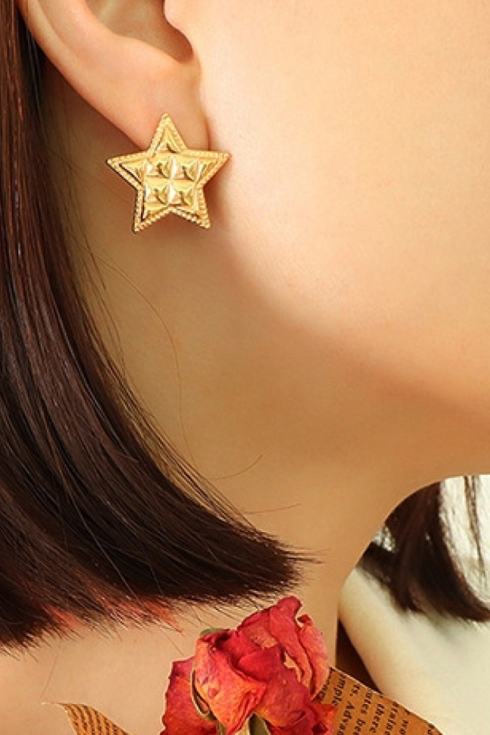 Textured Star Stud Earrings