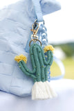 Bead Trim Cactus Keychain with Fringe