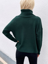 Load image into Gallery viewer, Button Detail Rib-Knit Turtleneck Sweater
