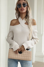 Load image into Gallery viewer, Halter Cold Shoulder Rib-Knit Sweater
