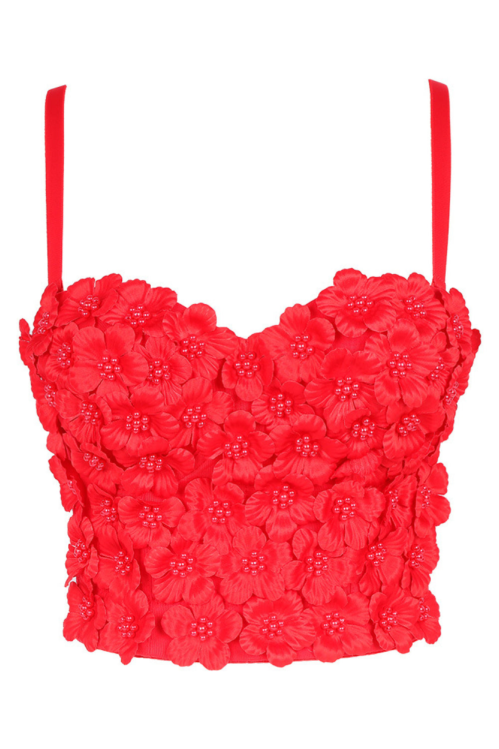 Flower Embellishment Spaghetti Strap Bustier