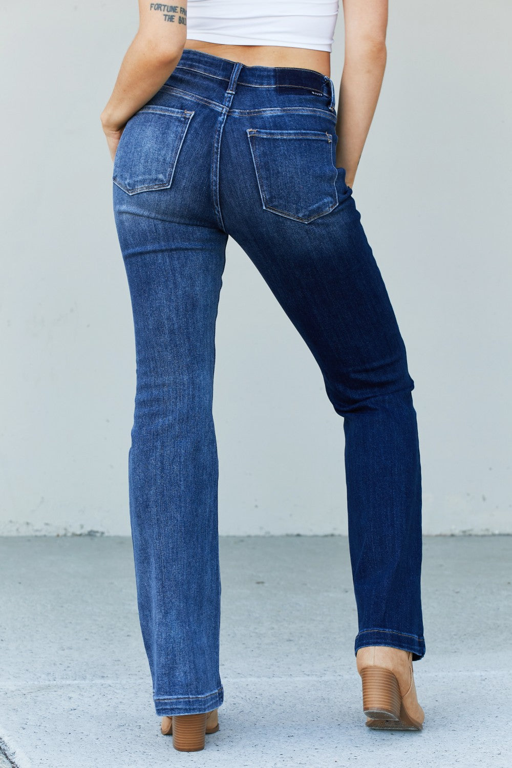 RISEN Full Size Two-Tone Bootcut Jeans